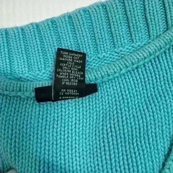 Lane Bryant turquoise blue v neck cotton sweater size 14 / 16 long sleeve knit - Picture 5 of 10